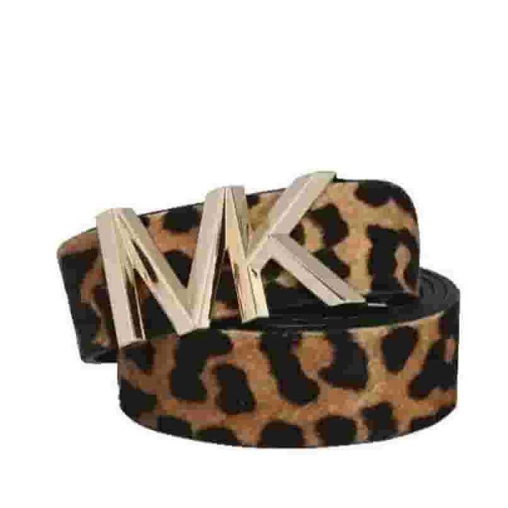 🆕 Michael Kors Haircalf Leopard Print Gold Buckle Belt